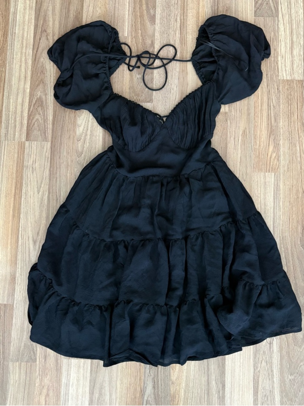 Princess Polly Black Ruched Tiered Mini Dress